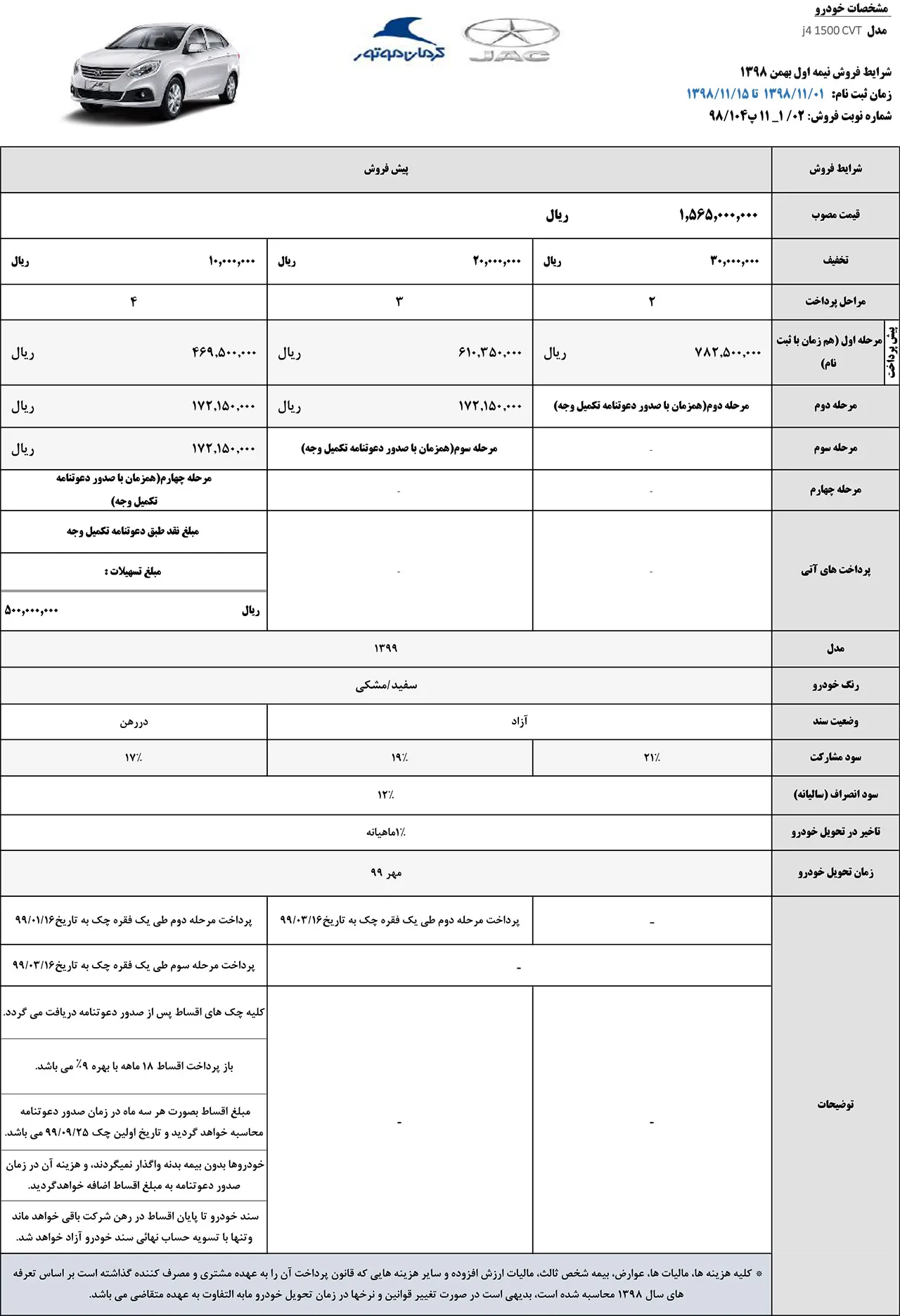 AutomobileFa JAC J4 Sale Condition Bahman 98