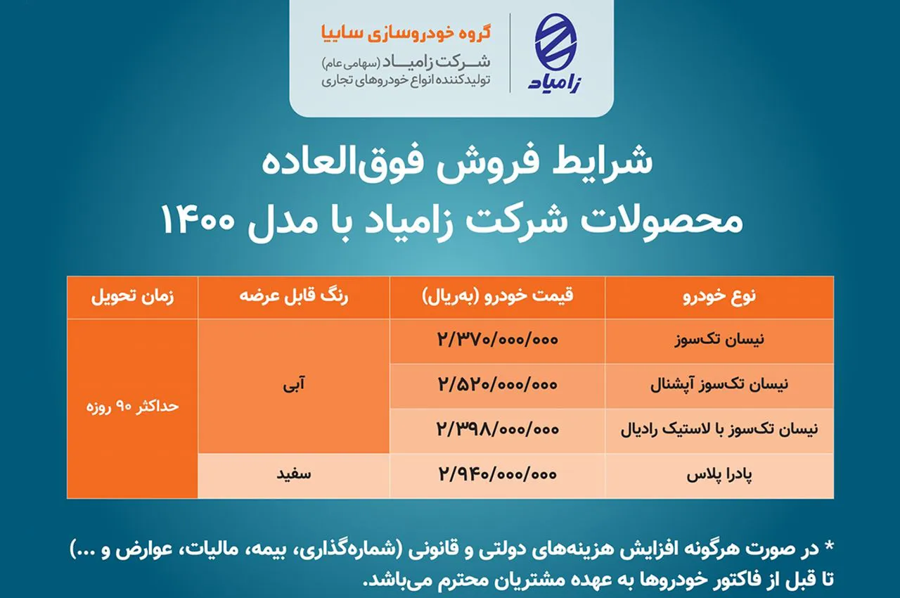 فروش فوق العاده محصولات زامیاد از امروز